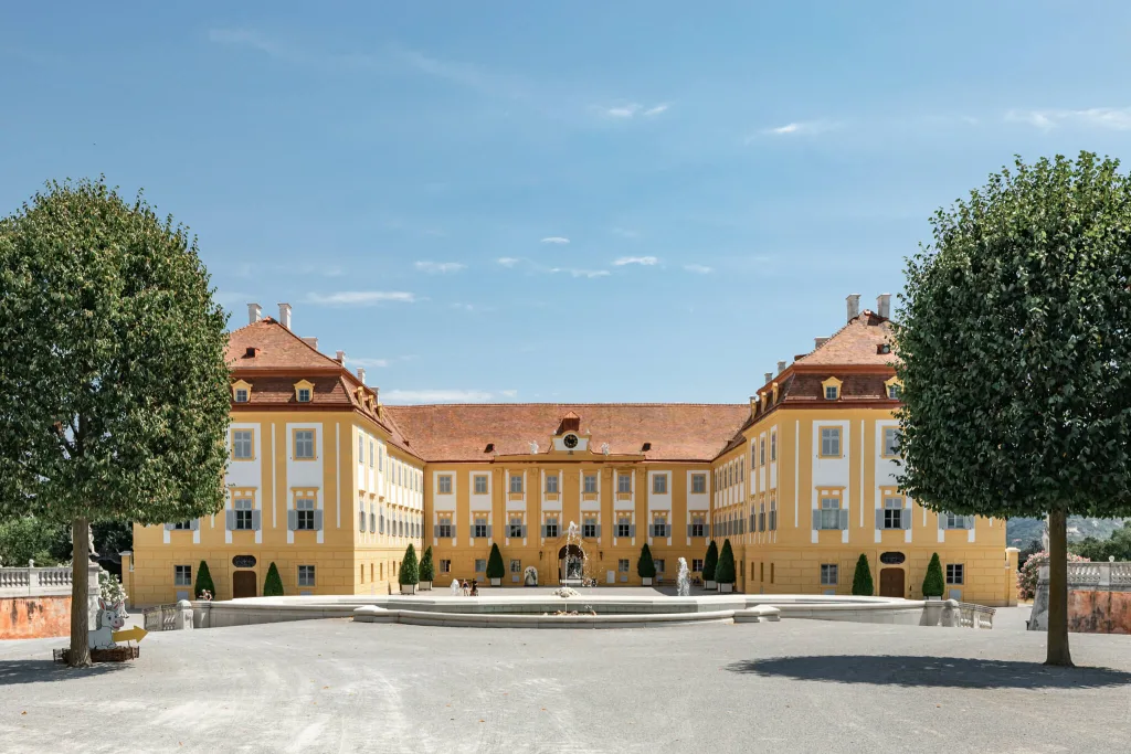 Façade of Schloss Hof castle in Austria during golf incentive of Slovakia