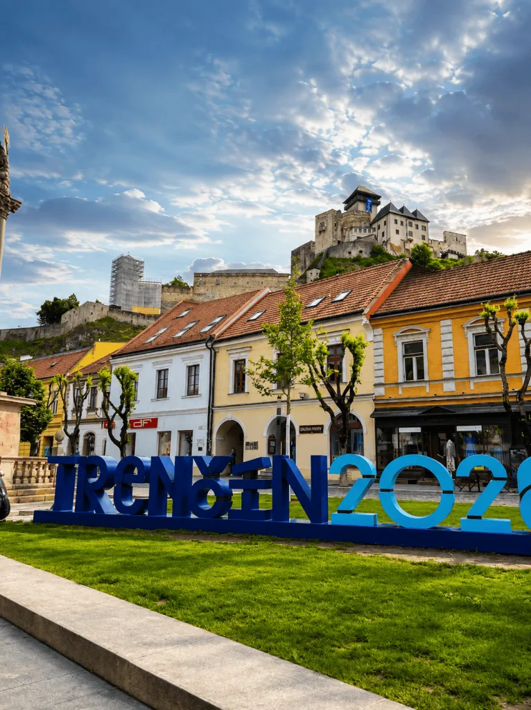 Trencin castle with logo Trencin European Capital of Culture 2026