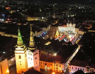 Things to do in Zilina Slovakia Marianske Square Cathedral night aerial view